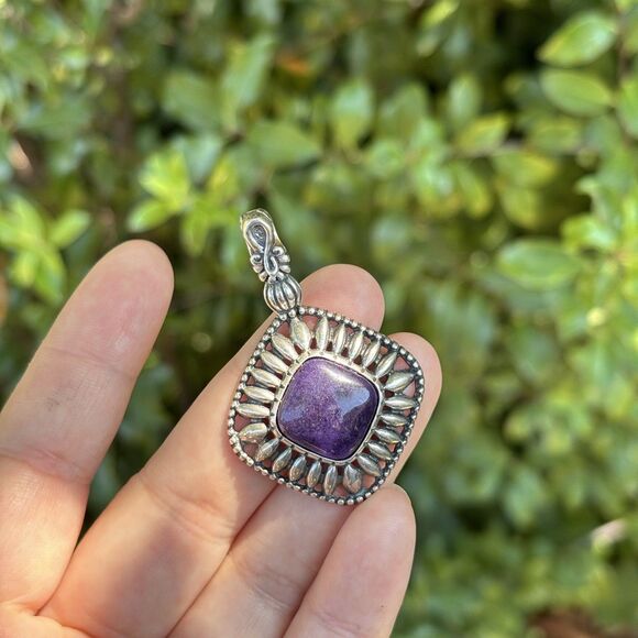 Carolyn Pollack Sterling Silver Purple Sugalite Pendant/ Enhancer - Picture 3 of 7